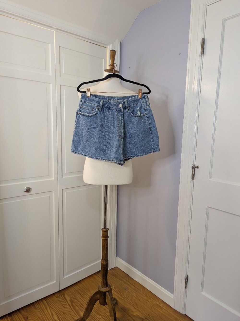 American Eagle Denim Micro Skort Comfort Stretch Waistband Blue